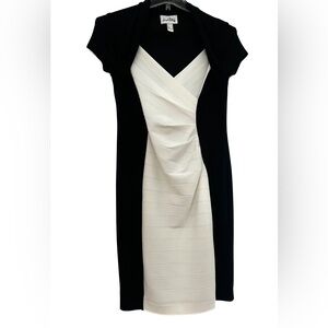 Joseph Ribkoff Asymmetrical Black and Cream Dress